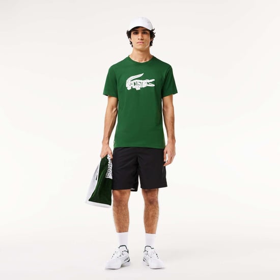 Men's Lacoste Sport Ultra-Dry Croc Print T-Shirt in Green White