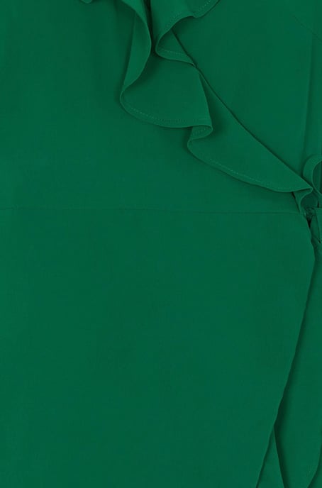 Green Plus Size Frill Wrap Dress With Tassel Detail - Image 5
