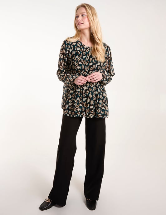 Leopard Pleated Blouse