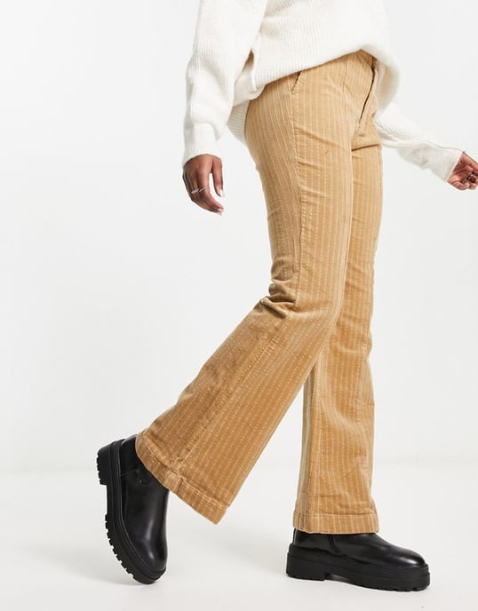 Urban Revivo boot cut flare trousers in brown