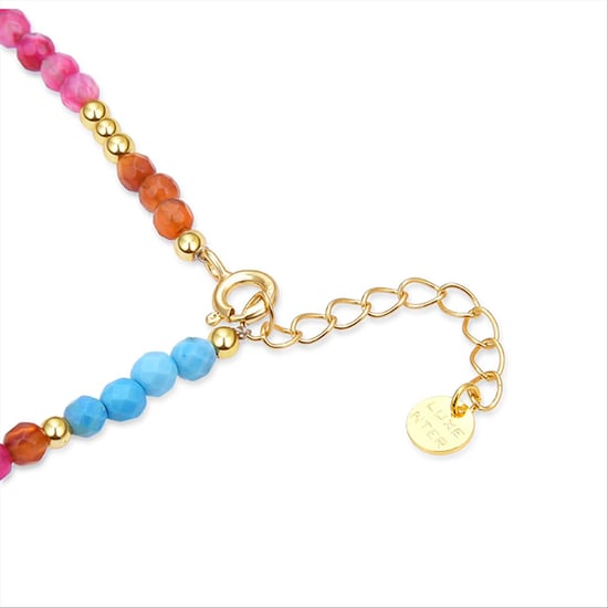 Luxenter Mafayaz necklace in 925 sterling silver and pink crystal with 18k yellow gold finish
