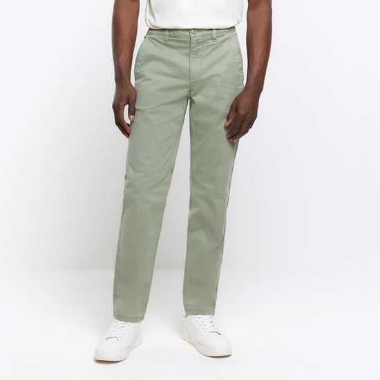 River Island Mens Chino Trousers Green Slim Fit Casual