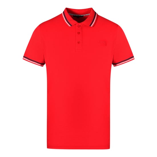 Cavalli Class Twinned Tipped Collar Red Polo Shirt - Image 1
