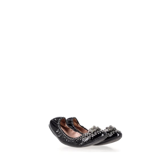 Miu Miu Embellished Ballerinas in Black Patent Leather