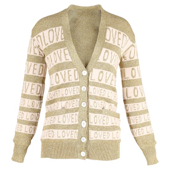 Gucci Loved Oversized Lurex Cardigan i Guldull - Image 1