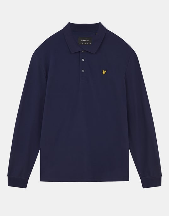Lyle & Scott poloshirt met lange mouwen in marineblauw - Image 5