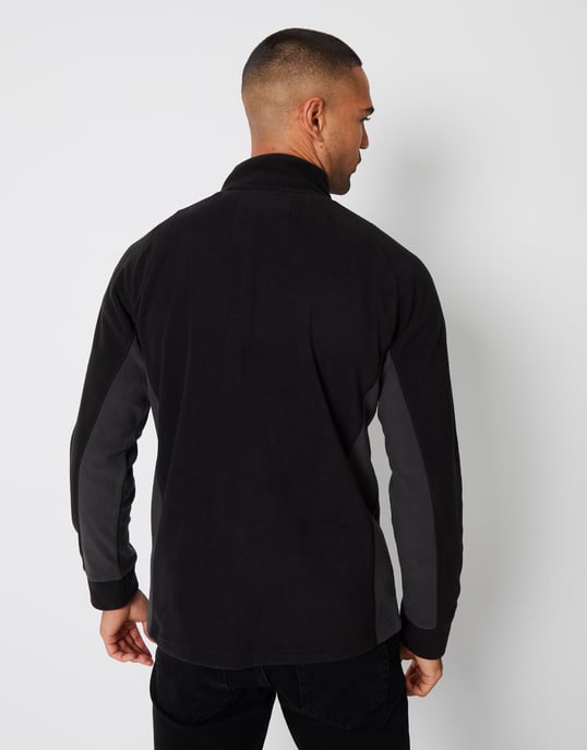 Black 'Trance' Contrast Side Panel Quarter Zip Fleece