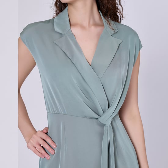Mat satin asymmetric draped panel dress