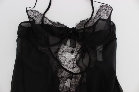 Dolce & Gabbana Vrouwen Zwart Zijde Gebloemd Kanten Lingerie Top - Image 5