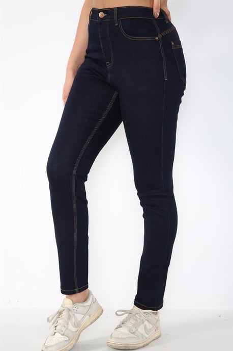 Dames Magic Shaping High Waisted Skinny Fit Jeans in Indigo Blue - Image 3