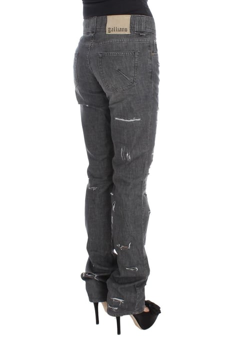 John Galliano Dam Gråtvättad Bomulls Torn Rakt Snitt Jeans - Image 4