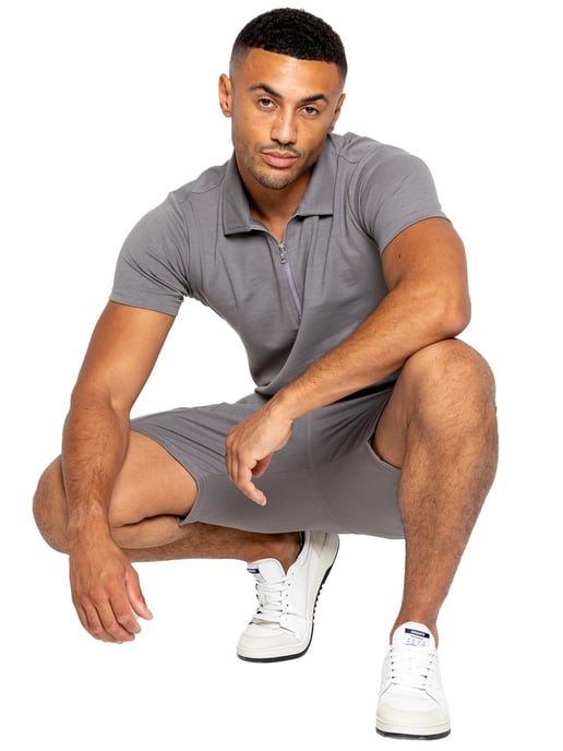 Enzo | Mens Polo Tracksuit Set - Grey - Image 6