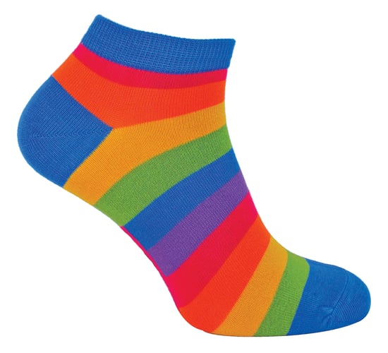 Mens Bamboo Rainbow Trainer Socks | Mr Heron | Colourful Striped No Show Socks - Rainbow - Image 1