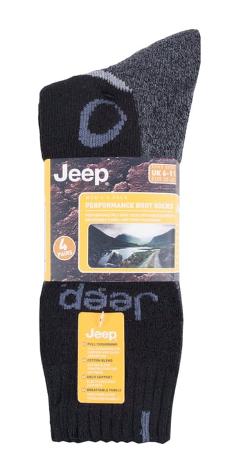 Jeep - 4-pack anti-blaar luxe laarzensokken voor heren - Houtskool / Zwart - Image 2