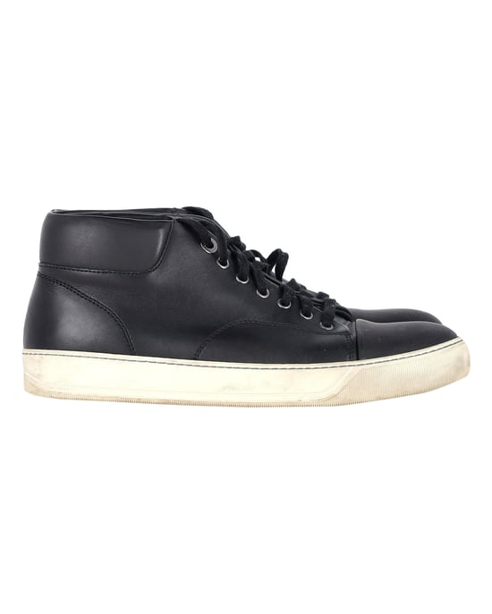 Lanvin Mid-Top Sneakers in Black Leather - Image 1