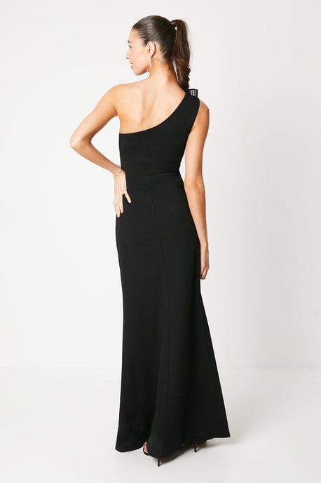 Pleated Front One Shoulder Gown