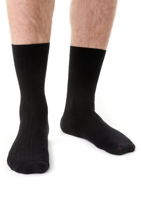 Steven - Mens Merino Wool Socks with Loose Soft Top for Swollen Feet -Black - Image 2