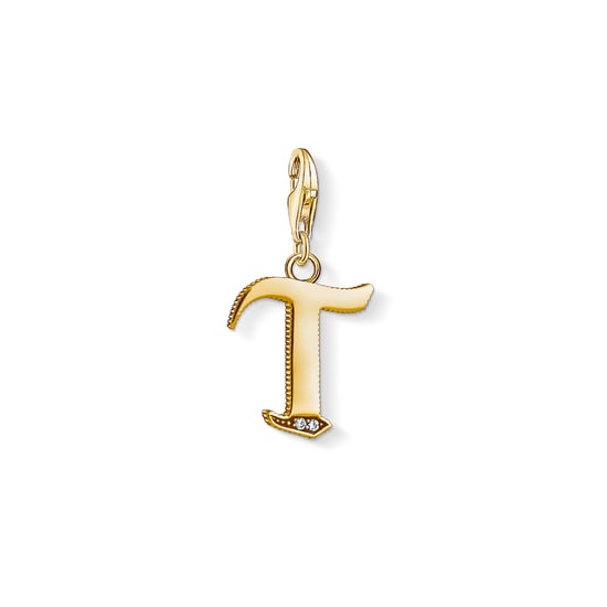 Unisex Charm Pendant Letter T Gold