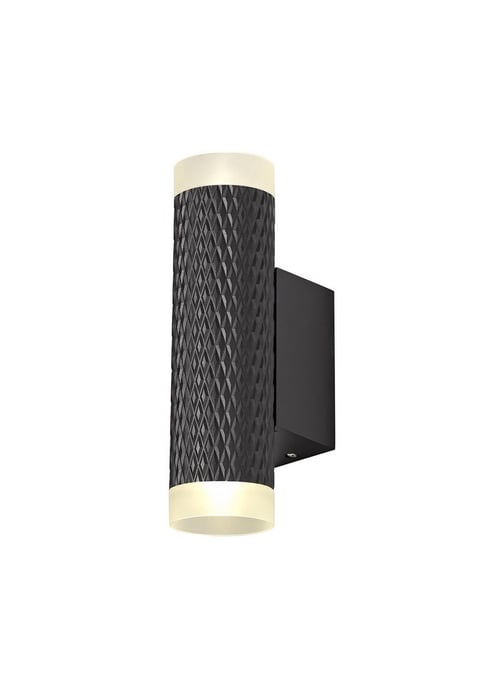2 Light Wall Lamp GU10, Sand Black, Acrylic Rings