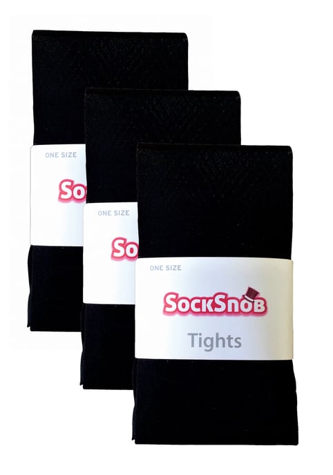 3 Pair Multipack Womens Coloured Opaque 80 Denier Tights | Sock Snob | Plain Block Colour Tights - Black - Image 2