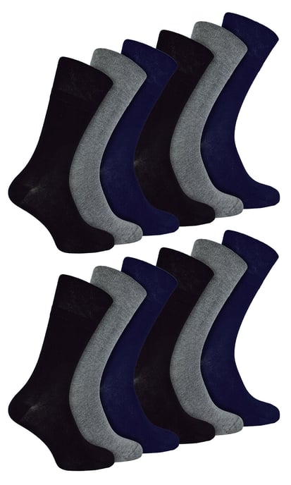 IOMI - 12 Pair Multipack Mens Diabetic Bamboo Socks | Extra Wide Seamless Socks with Non Elastic Gentle Grip Top - BNG - Image 1