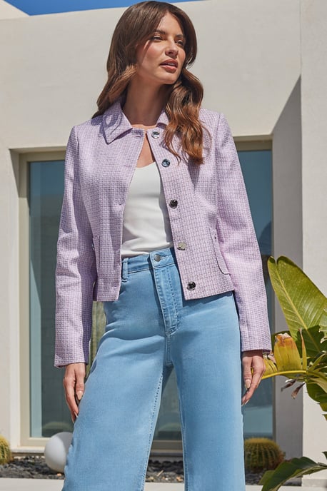 Lilac Boucle Collared Jacket