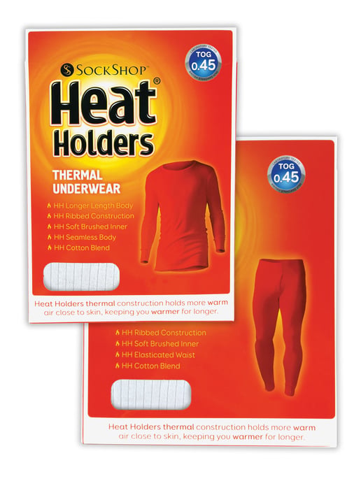 Mens Thermal Underwear Set | Heat Holders | Winter Long Sleeve Top & Long Johns - White - Image 2