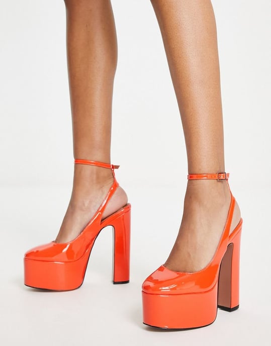 ASOS DESIGN Pronto platform high heeled shoes in orange