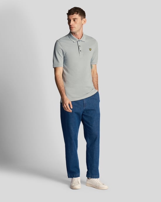 Men's Lyle & Scott Plain Polo Shirt in Blue - Image 2