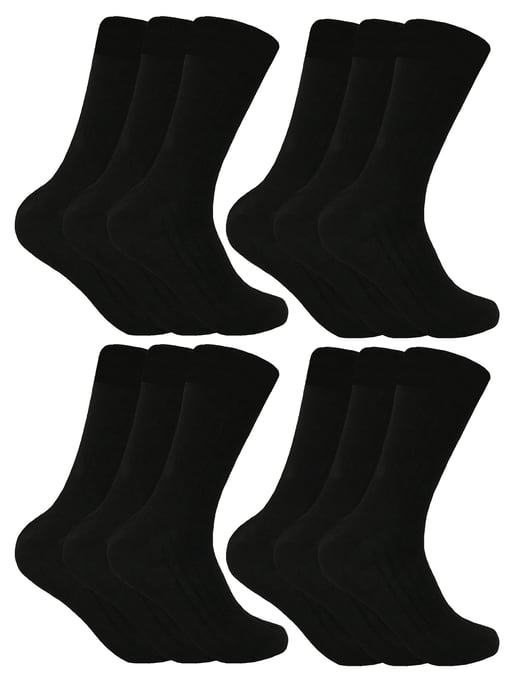 Sock Snob - 12 Pairs Mens Wool Boot Socks for Hiking - Black - Image 1