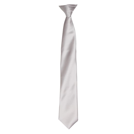 Premier Colours Mens Satin Clip Tie (Silver Grey)