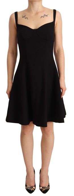 Dolce & Gabbana Kvinnors Svart Passform Flare Ullstretch Klänning - Image 1