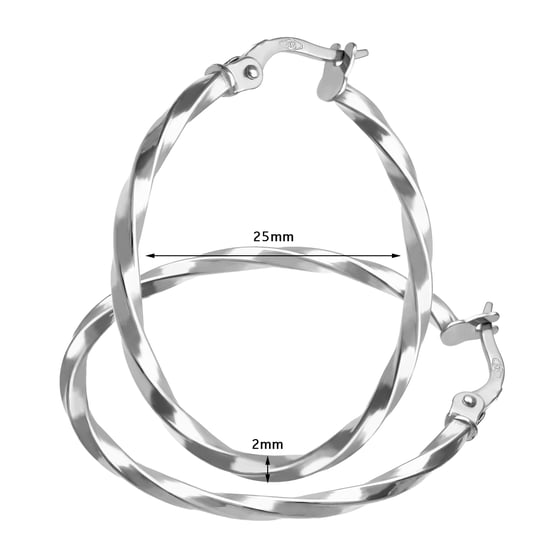 9ct White Gold Twisted Hoop Earrings of 25mm Diameter