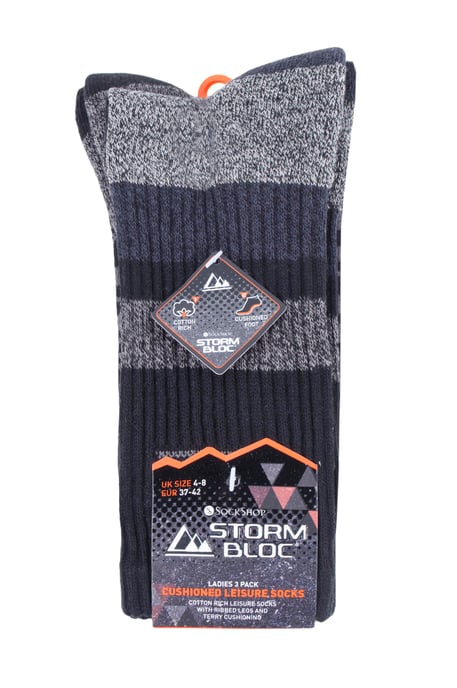 3 Pairs Ladies Anti Blister Cotton Hiking Socks with Padded Sole - Image 2