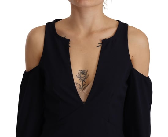 Twinset vrouwen zwart lange mouwen open schouder A-lijn jurk - Image 4