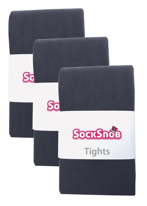 3 Pair Multipack Womens Coloured Opaque 80 Denier Tights | Sock Snob | Plain Block Colour Tights - Charcoal - Image 2