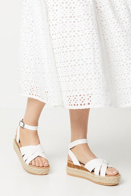 Benny Multi Strap Chunky Raffia Flatform Wedge Sandals