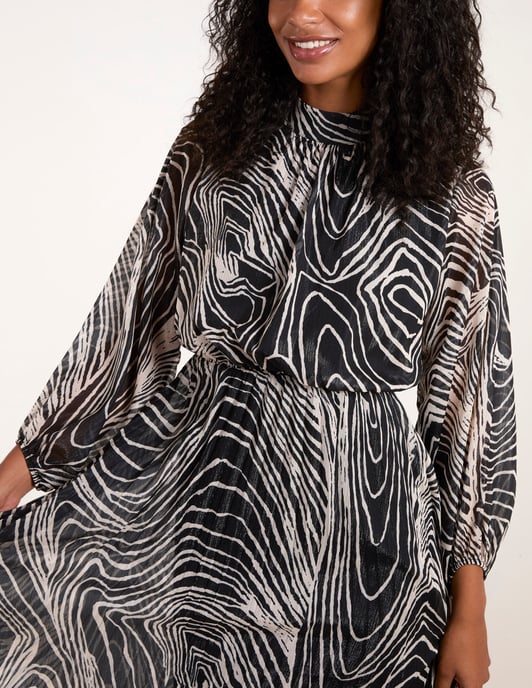 High Neck Pleated Dress