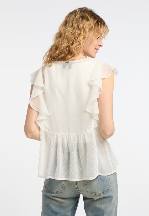 Dreimaster blouse met korte mouwen Dames wolwit - Image 4