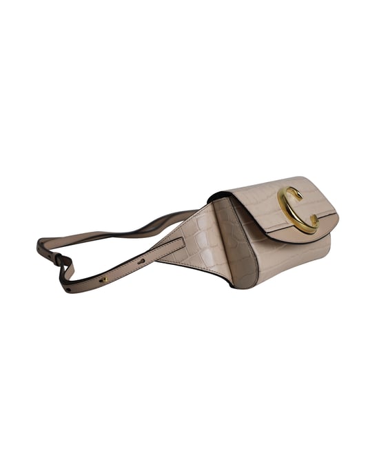 Chloe C Belt Bag in Light Pink Crocodile Embossed Leather - Image 2