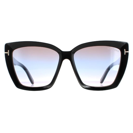 Tom Ford Cat Eye Womens Shiny Black Smoke Gradient Scarlet FT0920