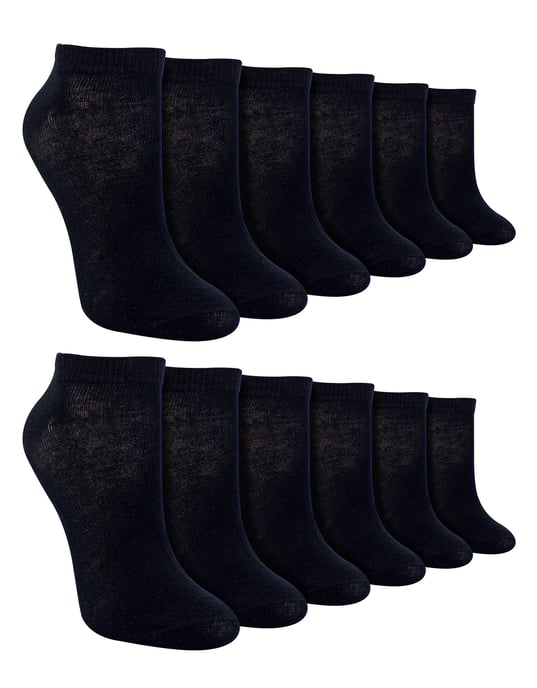 12 Pairs Kids Trainer Socks | Anti Blister Ankle White Bamboo Socks for Boys - Black - Image 1