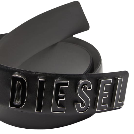 DIESEL B Letter Womens Leather Belt Black