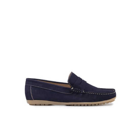 Men's Split Leather Loafers in Blue