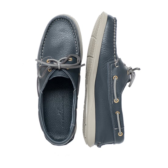 Men's Leather Boat Shoes in Navy