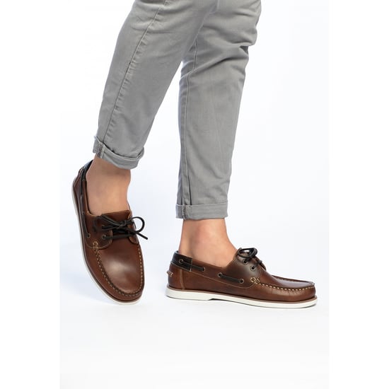 Men's Leather Boat Shoes in Brown