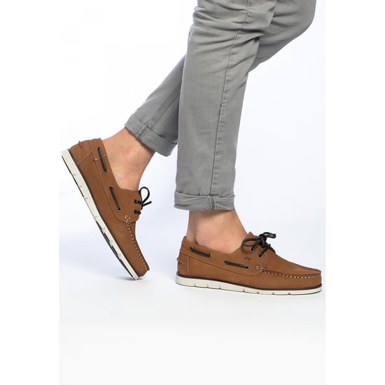 Men's Leather Boat Shoes in Brown