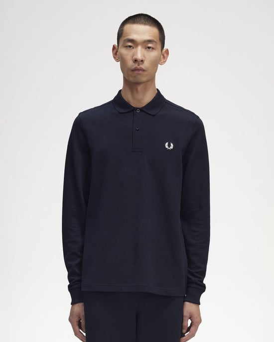 Fred Perry Mens Long Sleeve Plain Signature Polo Shirt