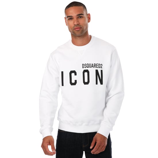 Dsquared2 Witte Sweatshirt Met Groot Logo En Cool Zwart Icoon - Image 1