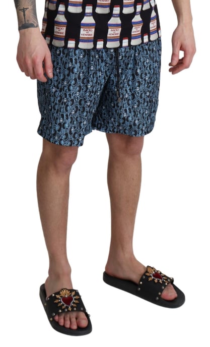 Dolce & Gabbana Herrblå Mönstrade Badshorts Badkläder - Image 4